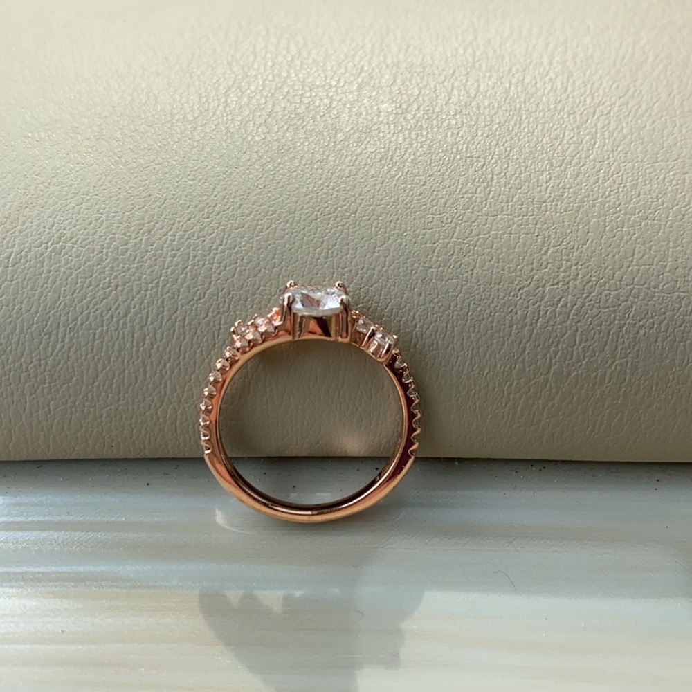 Rose gold over sterling silver and CZ ring - Picture 4 of 4